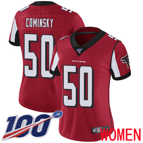 Atlanta Falcons Limited Red Women John Cominsky Home Jersey NFL Football #50 100th Season Vapor Untouchable->atlanta falcons->NFL Jersey